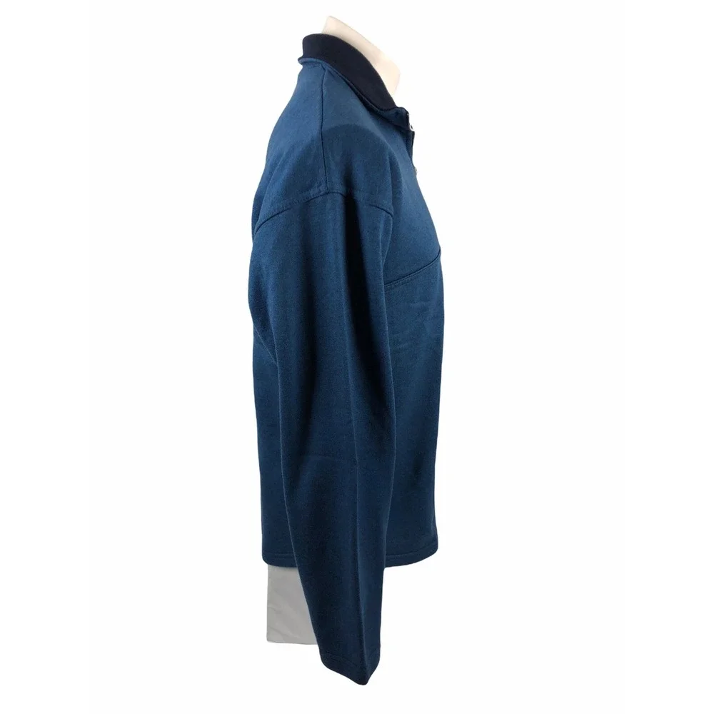 Paris France Mens Large Sweatshirt Vintage 1/4 Zip Eiffel Blue Made In France